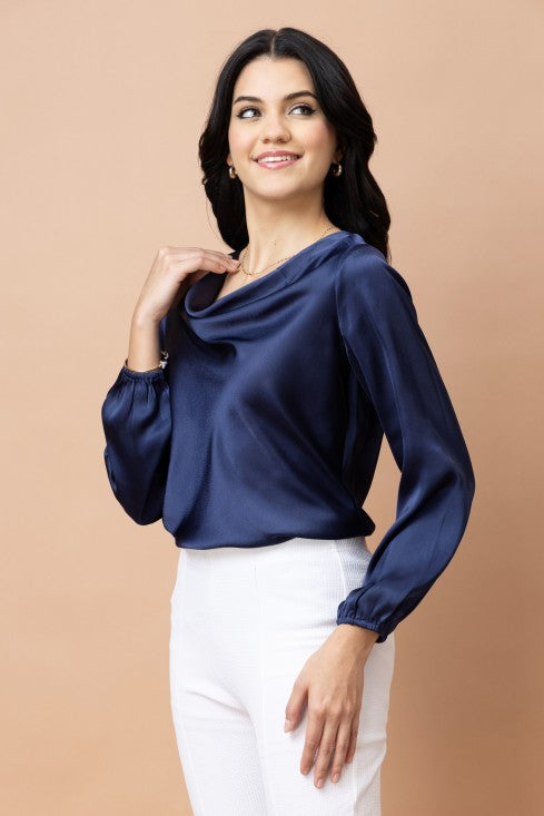Cowl Neck Satin Top