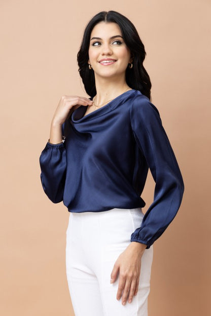 Cowl Neck Satin Top
