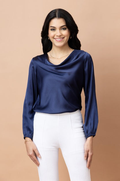 Cowl Neck Satin Top