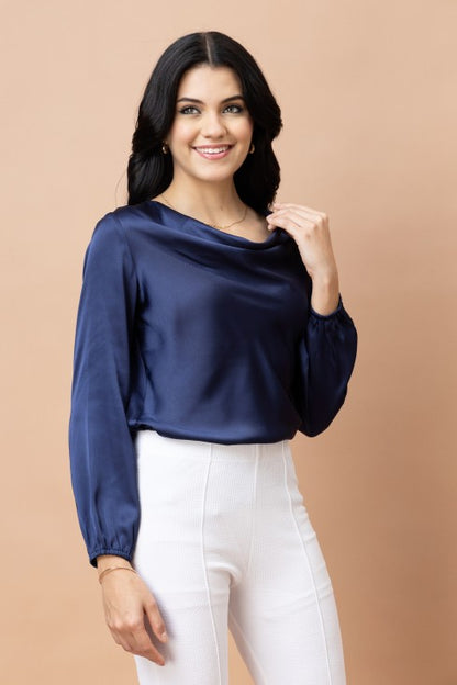 Cowl Neck Satin Top