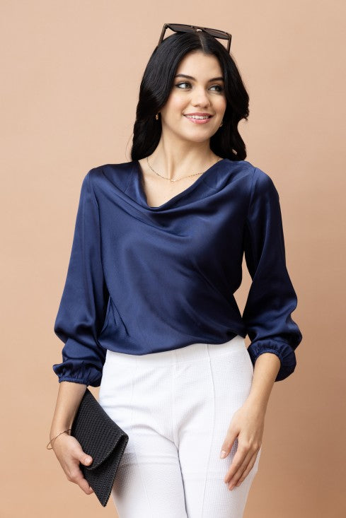 Cowl Neck Satin Top