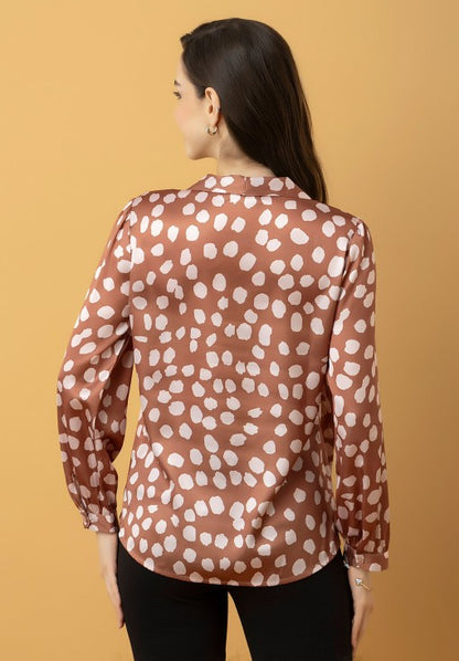 Tie-Up Neck Cuffed Sleeves Top