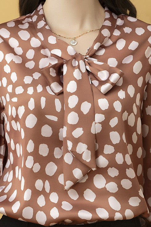 Tie-Up Neck Cuffed Sleeves Top