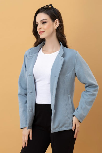 Band Collar Terry Jacket