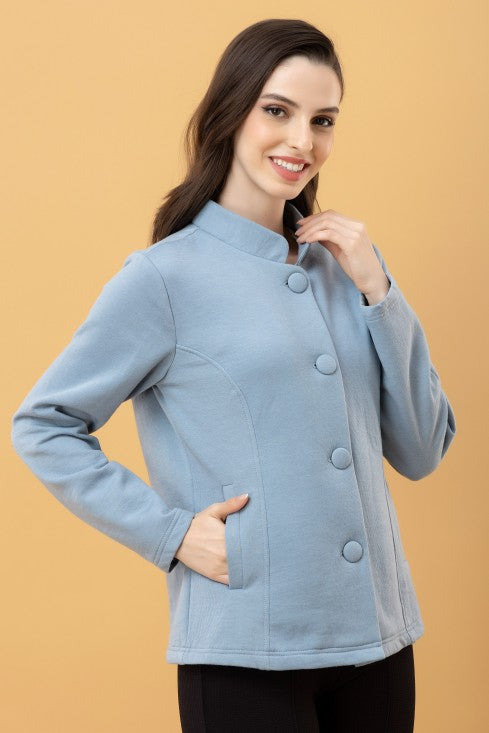 Band Collar Terry Jacket