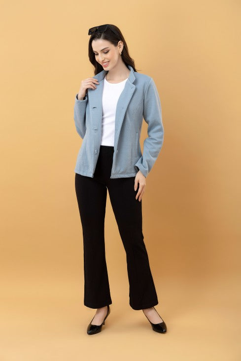 Band Collar Terry Jacket