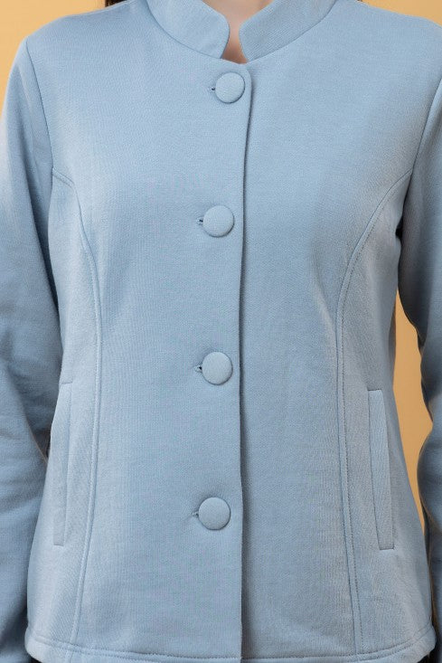 Band Collar Terry Jacket