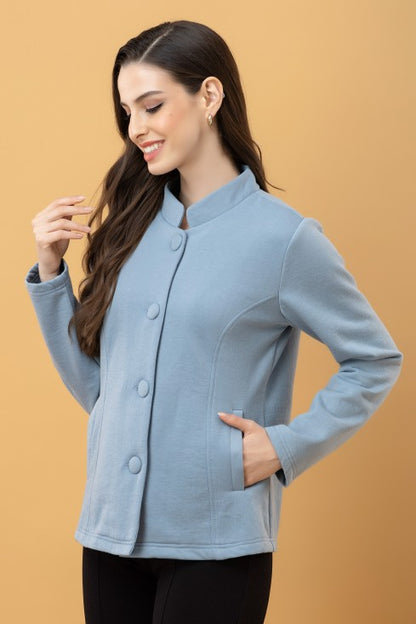 Band Collar Terry Jacket