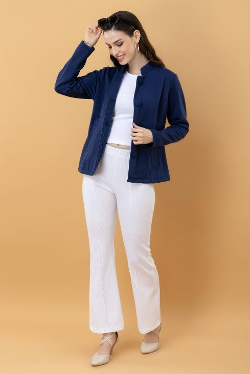 Band Collar Terry Jacket
