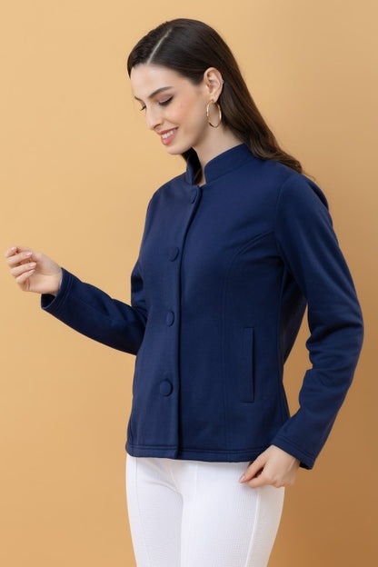 Band Collar Terry Jacket