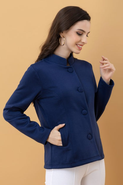 Band Collar Terry Jacket
