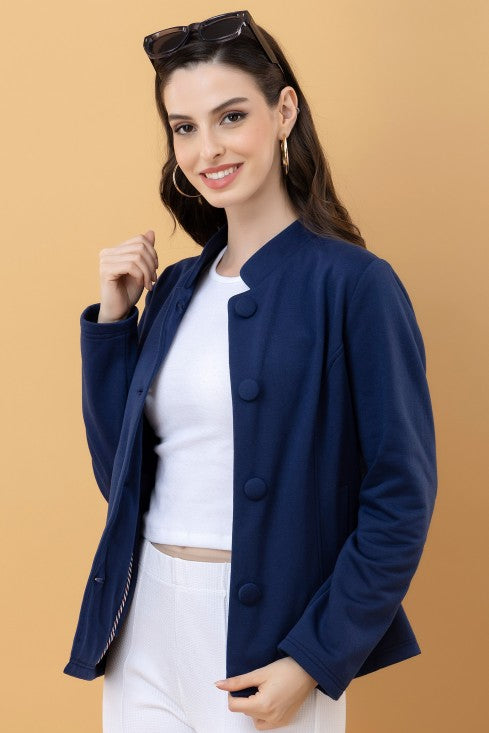 Band Collar Terry Jacket