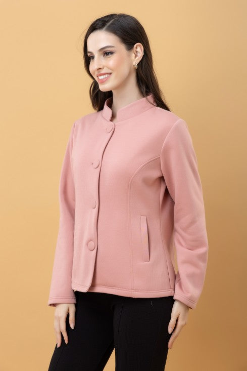 Band Collar Terry Jacket