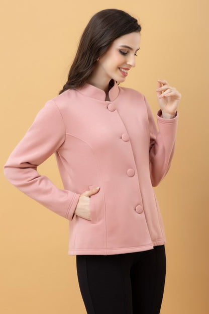 Band Collar Terry Jacket