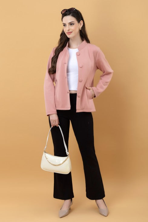 Band Collar Terry Jacket