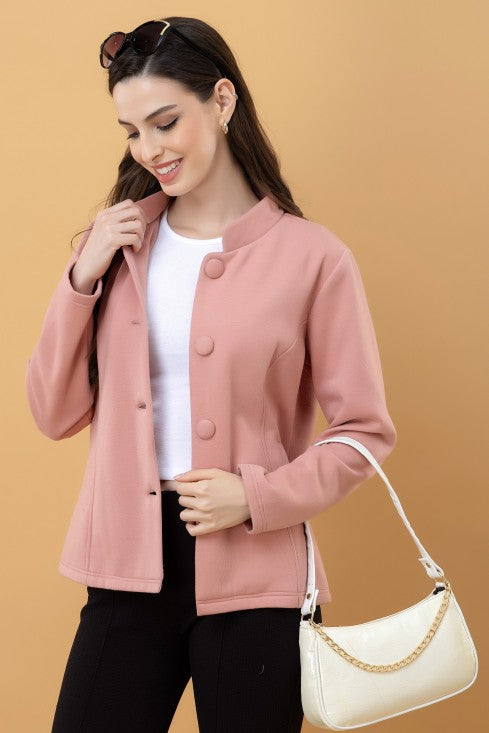 Band Collar Terry Jacket