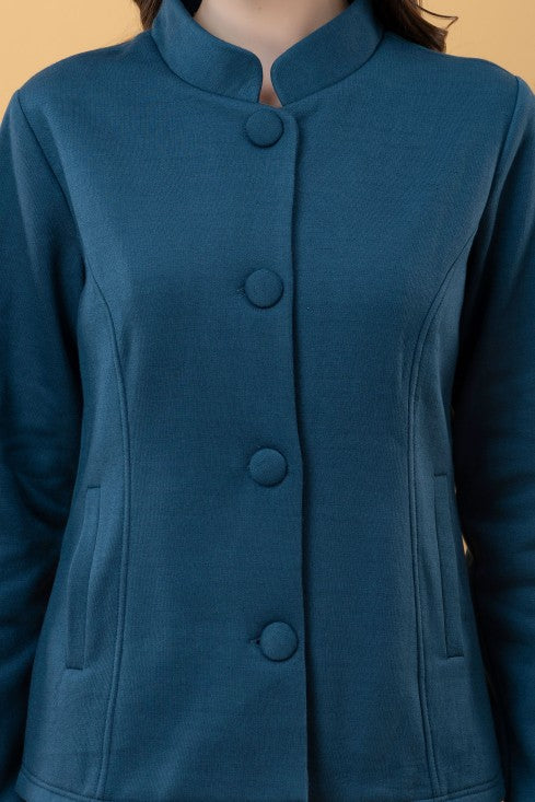 Band Collar Terry Jacket