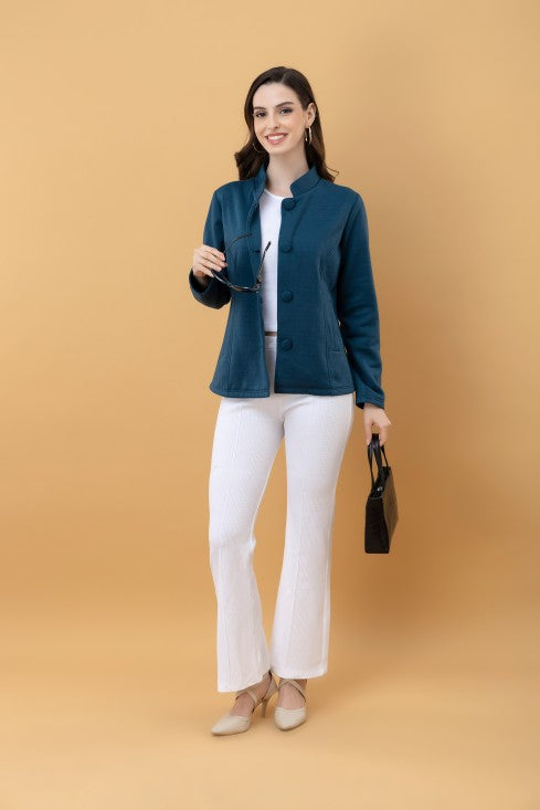 Band Collar Terry Jacket