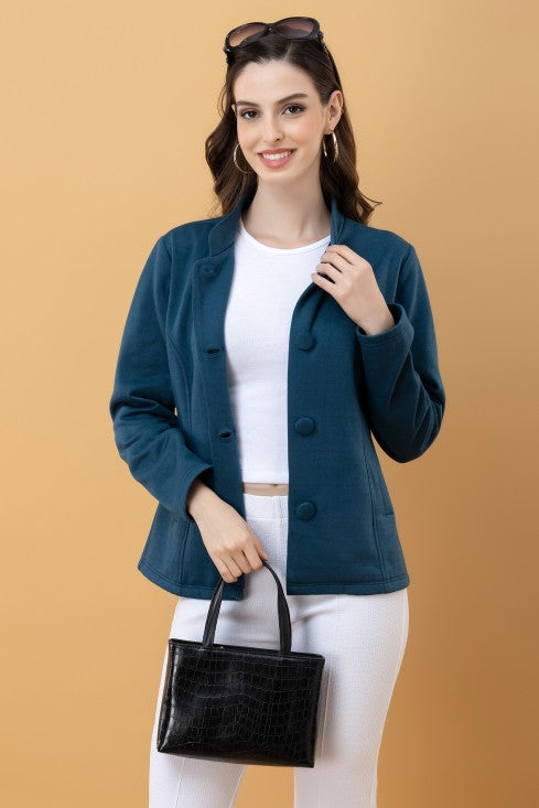 Band Collar Terry Jacket