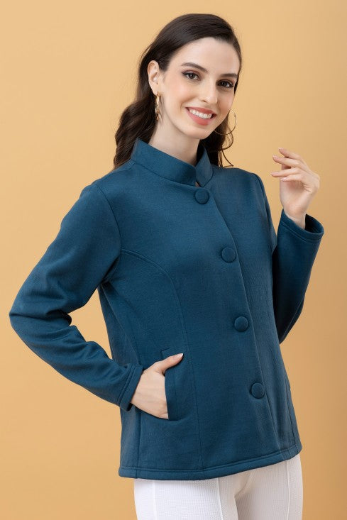 Band Collar Terry Jacket