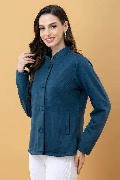 Band Collar Terry Jacket