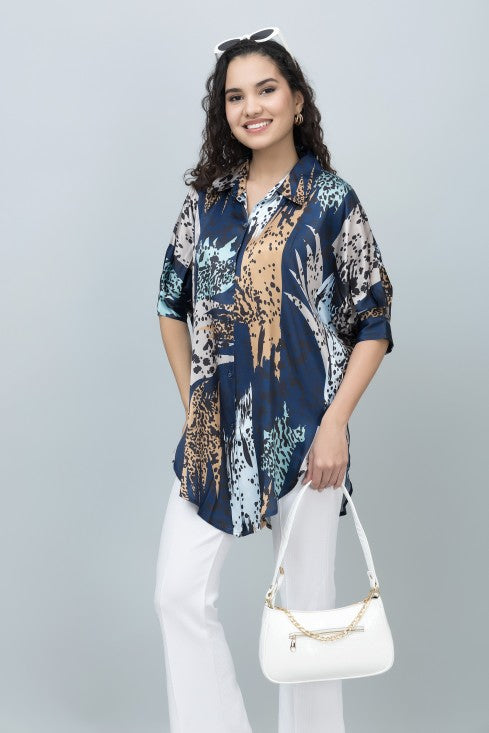 Kaftan Style Satin Shirt