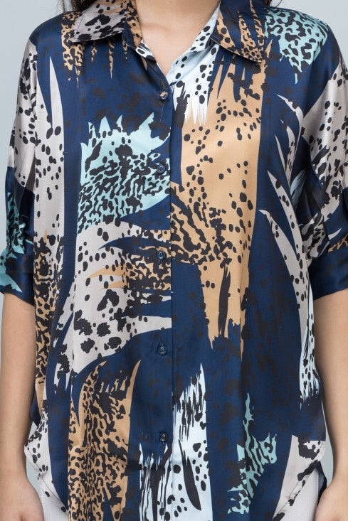 Kaftan Style Satin Shirt