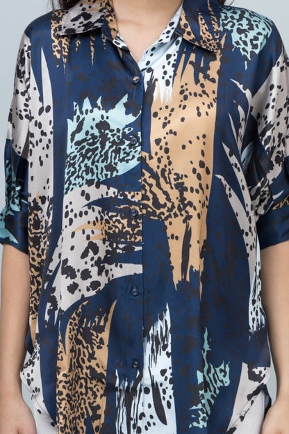 Kaftan Style Satin Shirt