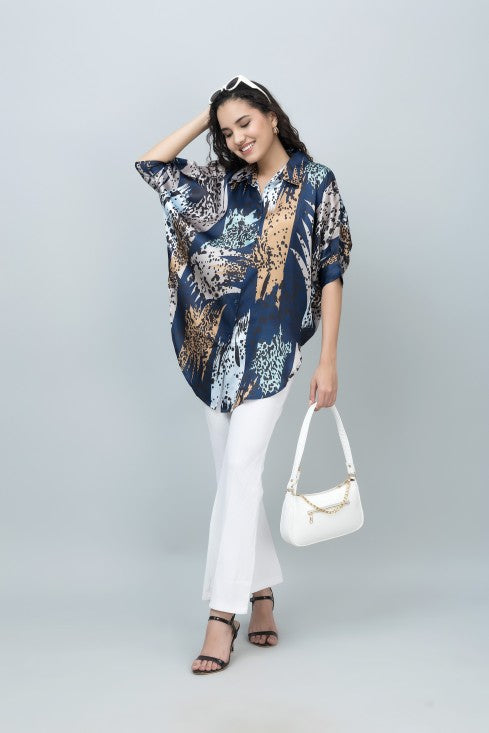 Kaftan Style Satin Shirt