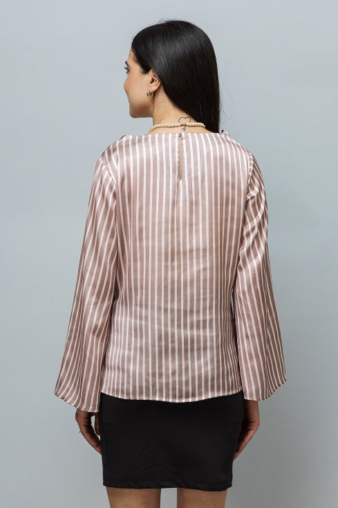Cowl Neck Bell Sleeves Satin Top