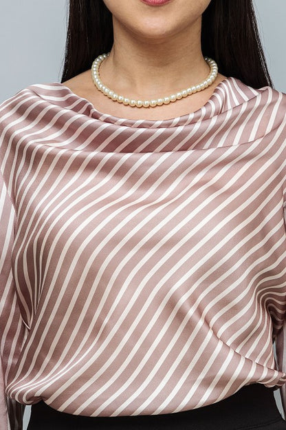 Cowl Neck Bell Sleeves Satin Top