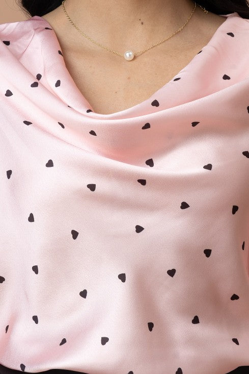 Cowl Neck Bell Sleeves Satin Top