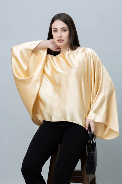 Batwing Sleeves Satin Top
