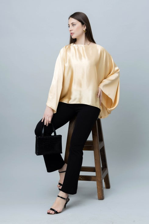 Batwing Sleeves Satin Top