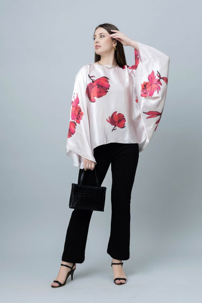 Batwing Sleeves Satin Top