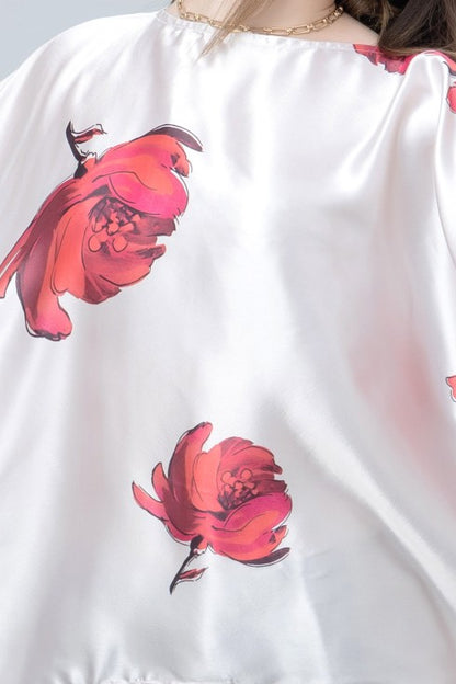 Batwing Sleeves Satin Top