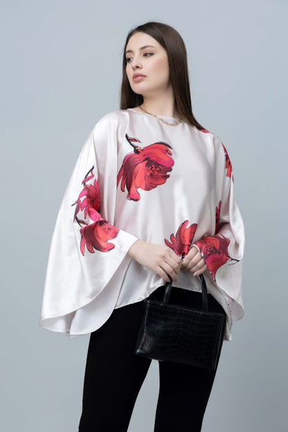Batwing Sleeves Satin Top