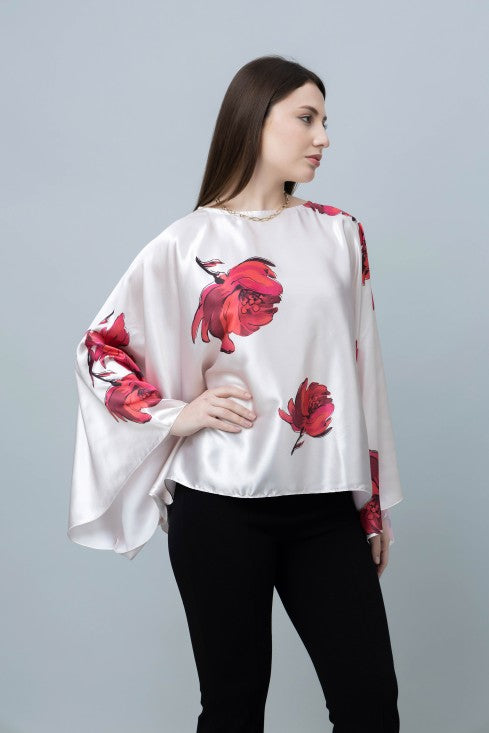 Batwing Sleeves Satin Top