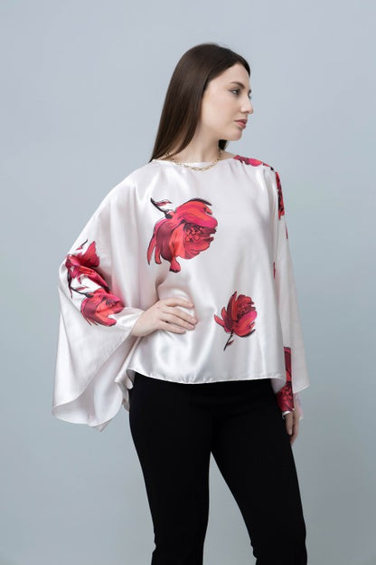 Batwing Sleeves Satin Top