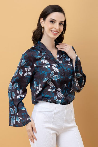 Slit Sleeves Satin Shirt