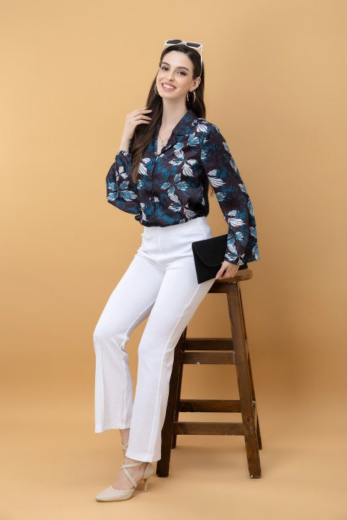 Slit Sleeves Satin Shirt
