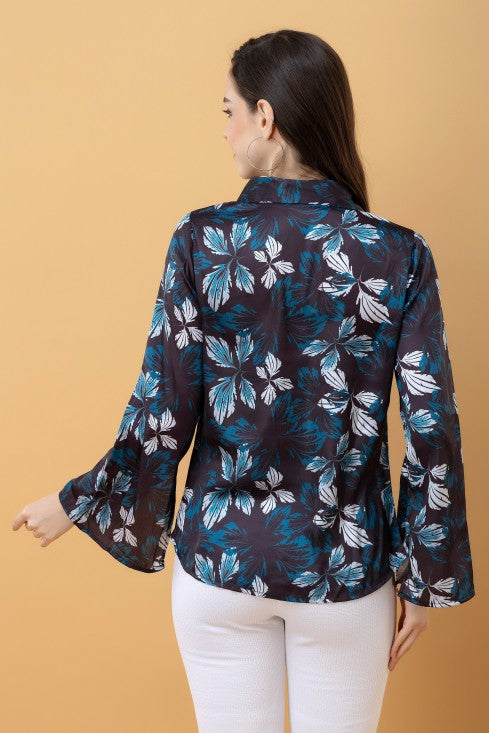 Slit Sleeves Satin Shirt