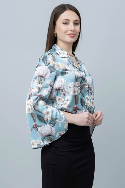 Women's Slit Sleeve Satin Shirt