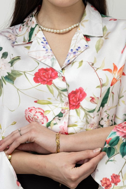 Slit Sleeves Satin Shirt