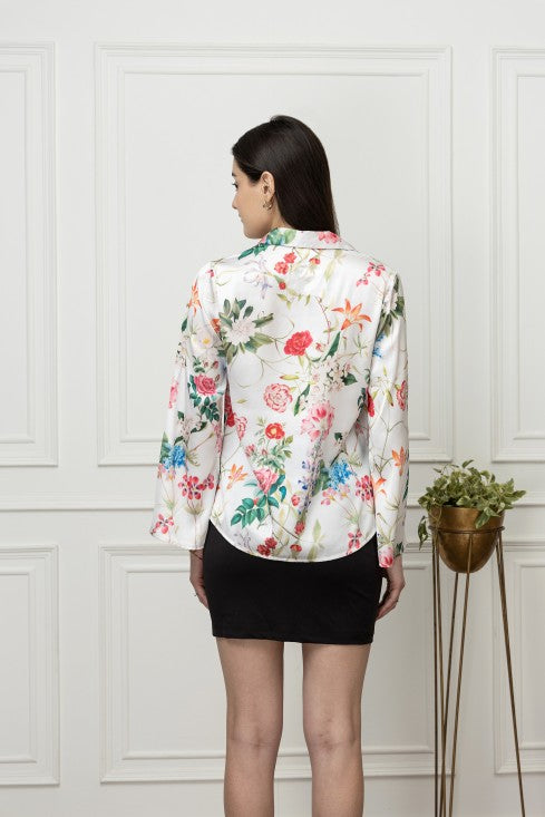 Slit Sleeves Satin Shirt