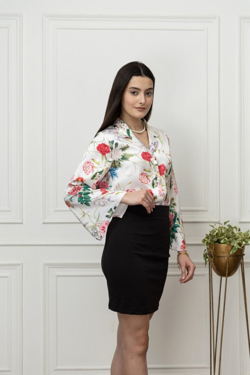 Slit Sleeves Satin Shirt