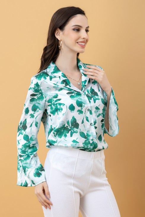 Slit Sleeves Satin Shirt