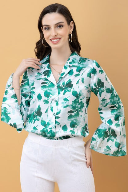Slit Sleeves Satin Shirt