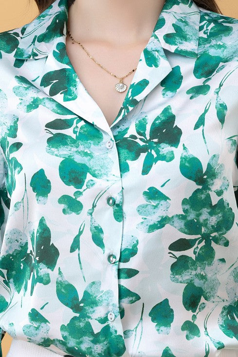 Slit Sleeves Satin Shirt