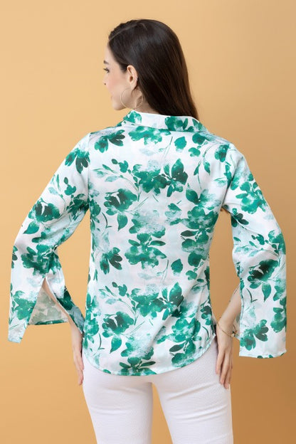 Slit Sleeves Satin Shirt